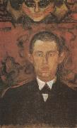 Edvard Munch Self-Portrait under the mask oil painting artist